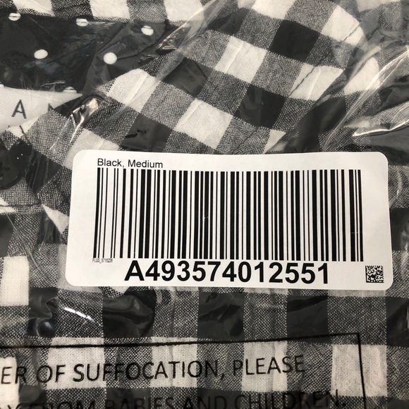 NWT Joan Rivers (from QVC) Gingham Short-Sleeve Shirt, Black & White, Size M - Picture 6 of 8